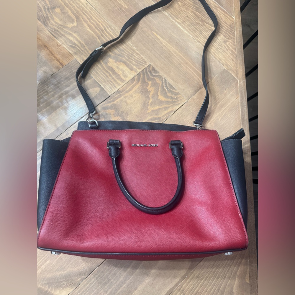 Michael Kors Two-Tone Red and Black Satchel